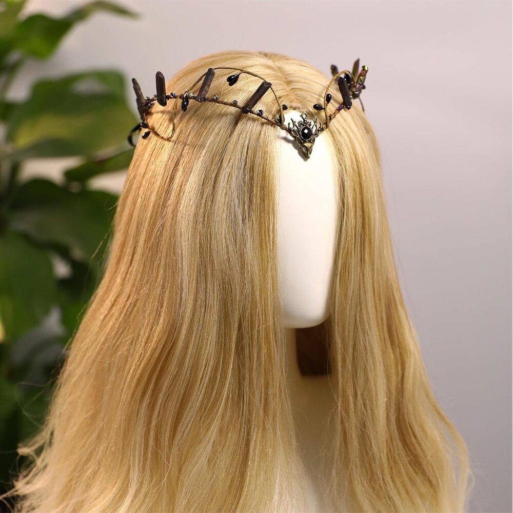 Elf Crystal Crown Tiara - Fairy Headpiece Viking Headband Elven Circlet for Rena - Picture 3 of 7